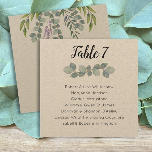 Eucalyptus Mariage Sièges Numéro de table Liste de (Créateur téléchargé)
