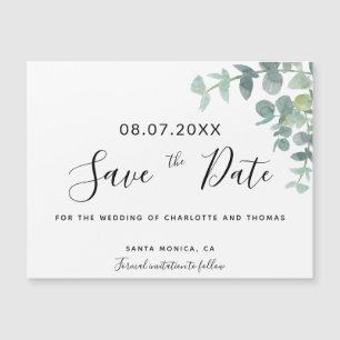 Eucalyptus mariage vert enregistrer la date aimant