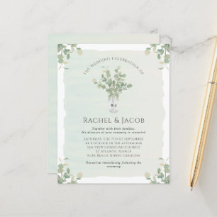 Eucalyptus Mason Jar Monogramme Faire-part de mari