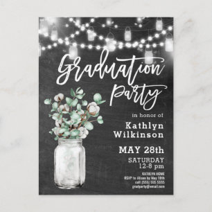 Eucalyptus Mason Jar Photo Graduation Invitation
