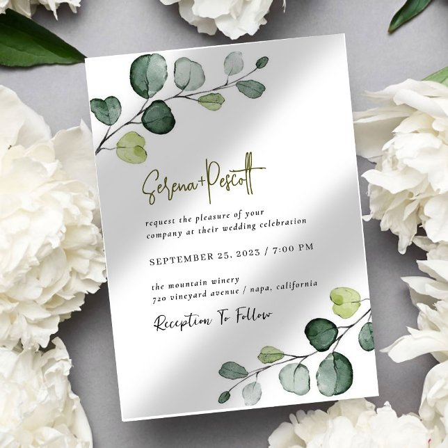 Eucalyptus Minimal Faire-part de mariage simple (Créateur téléchargé)