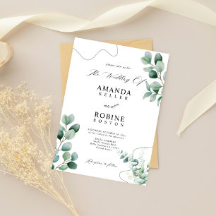 Eucalyptus minimaliste Faire-part de mariage de ve