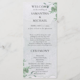 Eucalyptus minimaliste moderne programme mariage