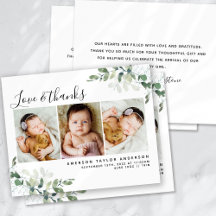 Eucalyptus moderne Photo Carte de remerciements bé