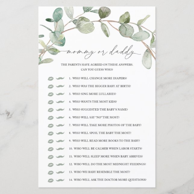 Eucalyptus Mommy ou Daddy Jeu (Devant)