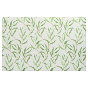 Eucalyptus motif aquarelle sur tissu blanc