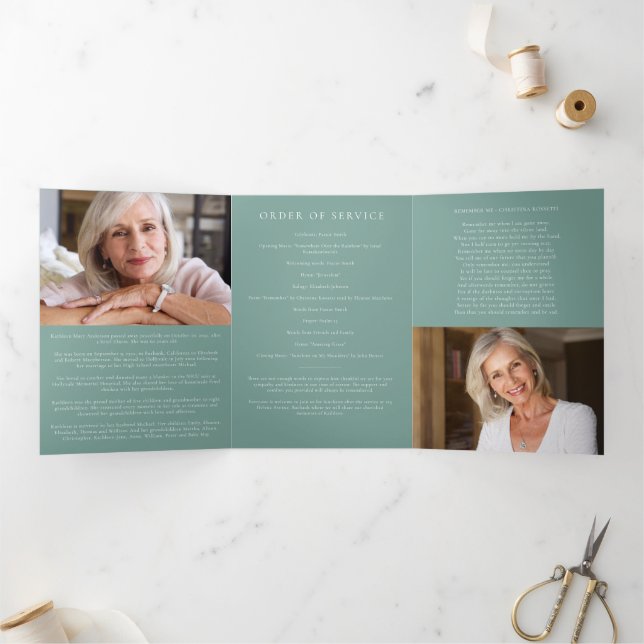 Eucalyptus Motif Photo Memorial Service Programme (Intérieur)