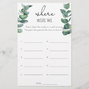 Eucalyptus - Où étions-nous jeu de baby-shower de 