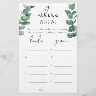 Eucalyptus - Où étions-nous jeu de baby shower pou