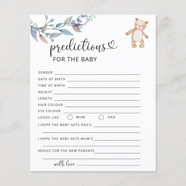 Eucalyptus ours prédictions pour bébé (Devant)