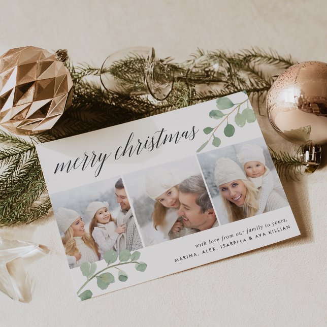 Eucalyptus peint | Photo Collage Carte de vacances (Créateur téléchargé)