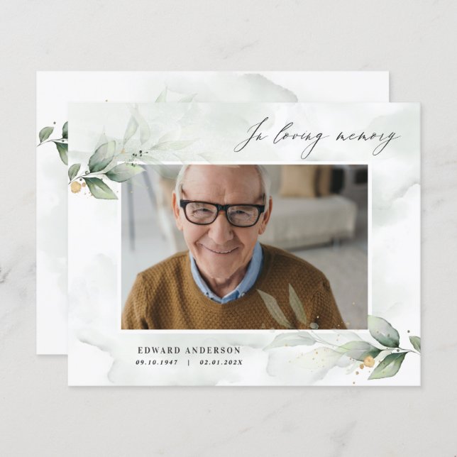 Eucalyptus photo élégant en souvenir funéraire (Devant / Derrière)