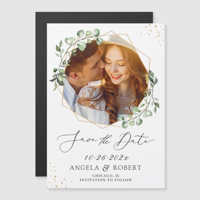 Eucalyptus Photo géométrique Enregistrer l'aimant  (Devant / Derrière)