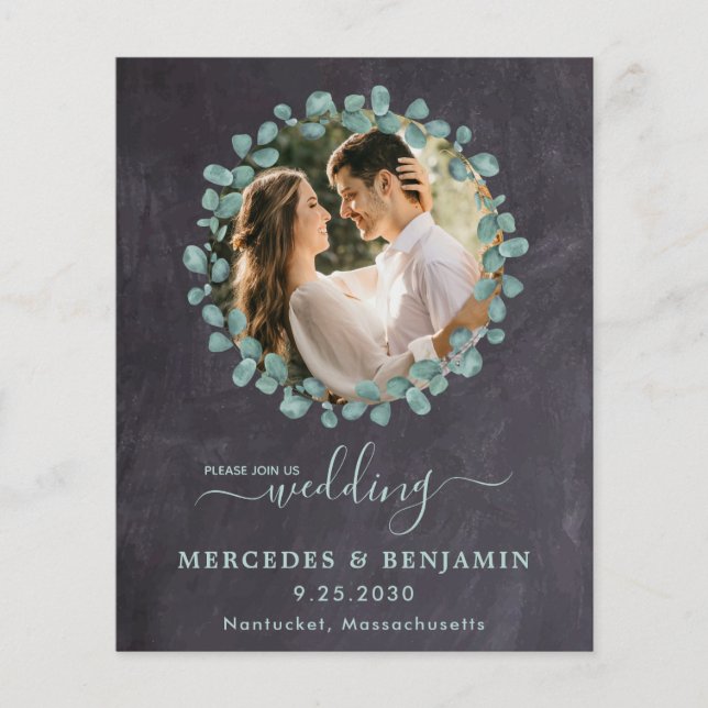 Eucalyptus Photo Greenery QR Code Mariage Invitati (Devant)
