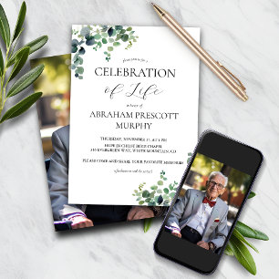 Eucalyptus Photo Memorial Invitation