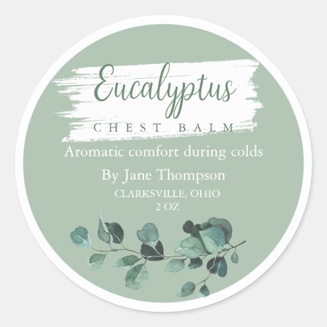 Eucalyptus Poitrine Rub / Étiquette Balm (Devant)