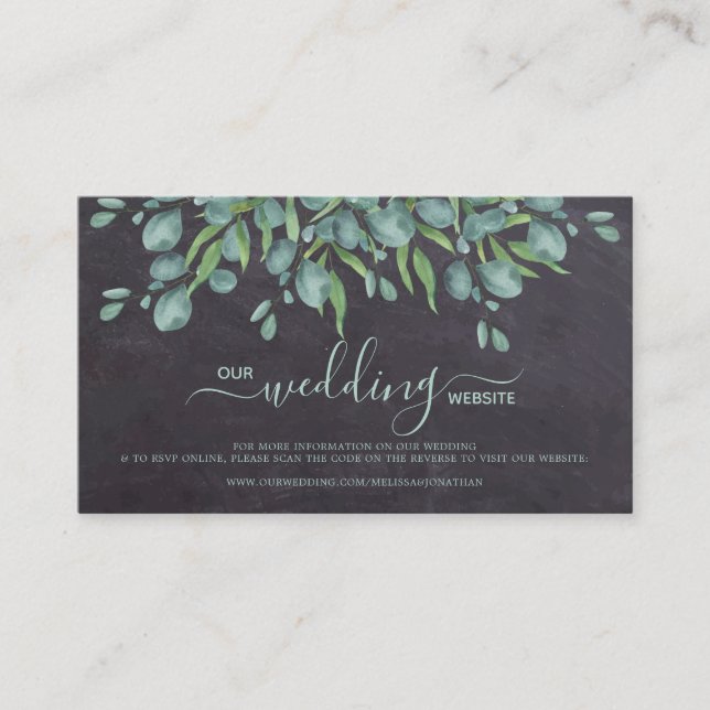 Eucalyptus QR Code Russe Mariage en ligne carte RS (Devant)