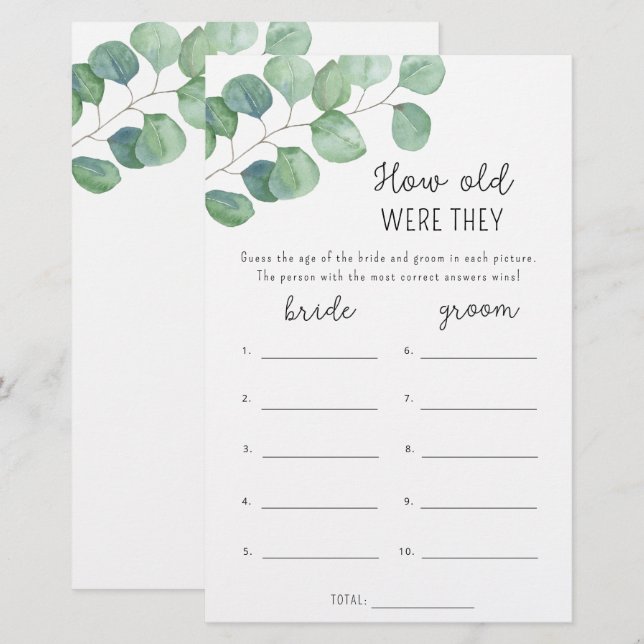 Eucalyptus Quel âge avaient-ils jeu de mariage (Devant / Derrière)