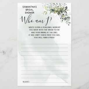 Eucalyptus Qui suis-je douche nuptiale jeu bilingu