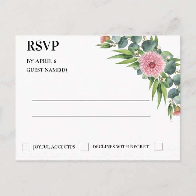 Eucalyptus Rustic Greenery Wedding Carte RSVP (Devant)