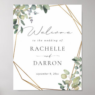 Eucalyptus rustique & Affiche de bienvenue d'or