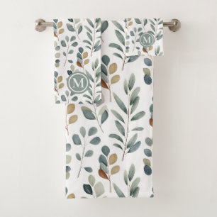 Eucalyptus rustique Aquarelle Motif Monogramme