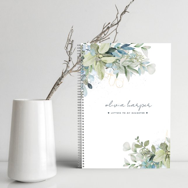 Eucalyptus Sage Blue Lettres au Journal de fille (Créateur téléchargé)