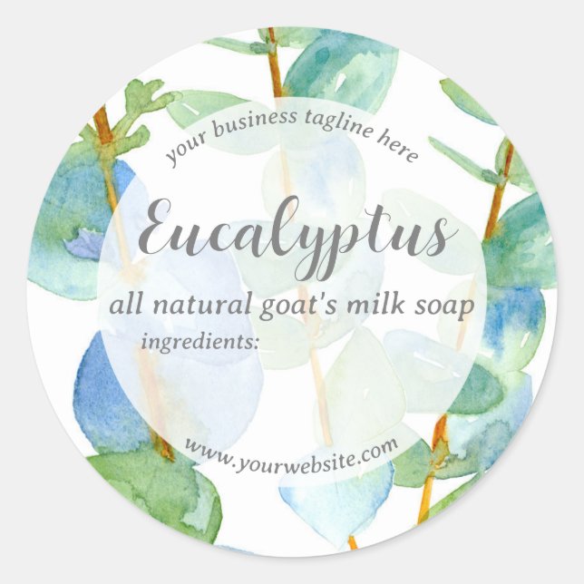 Eucalyptus Soap fait main Étiquette de produit de  (Devant)