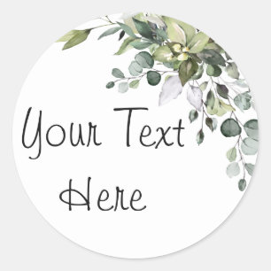 Éucalyptus Sticker Classic Round Texte Personnalis