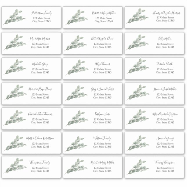 Éucalyptus Sticker Enveloppe Adresse Invité (Devant)