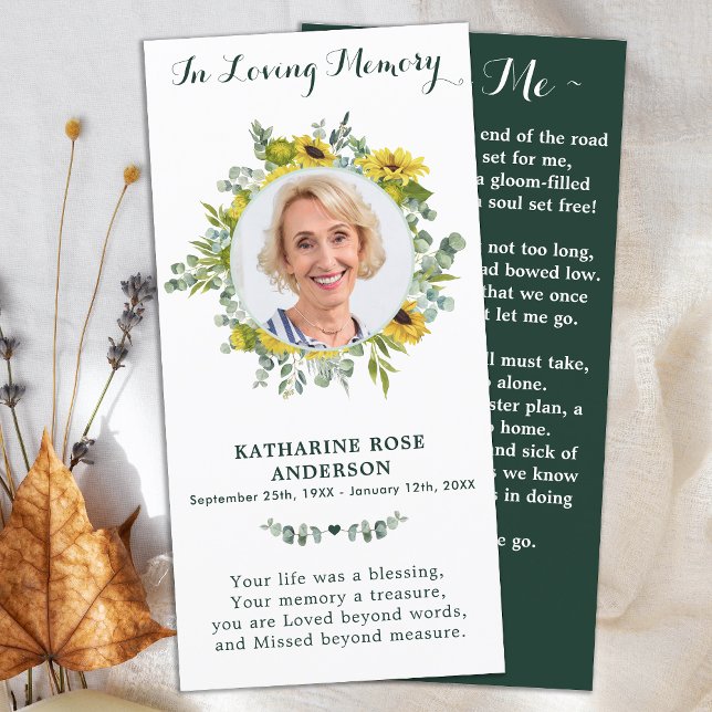 Eucalyptus Tournesol Mémorial Photo Prière funérai (Créateur téléchargé)