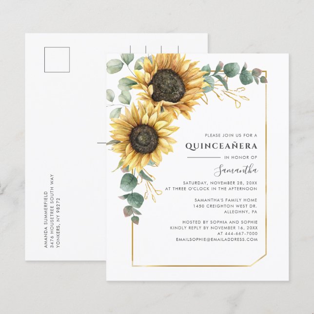 Eucalyptus Tournesol Quinceanera 15e anniversaire (Devant / Derrière)