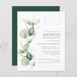 Eucalyptus verdure 60e anniversaire fête Invitatio
