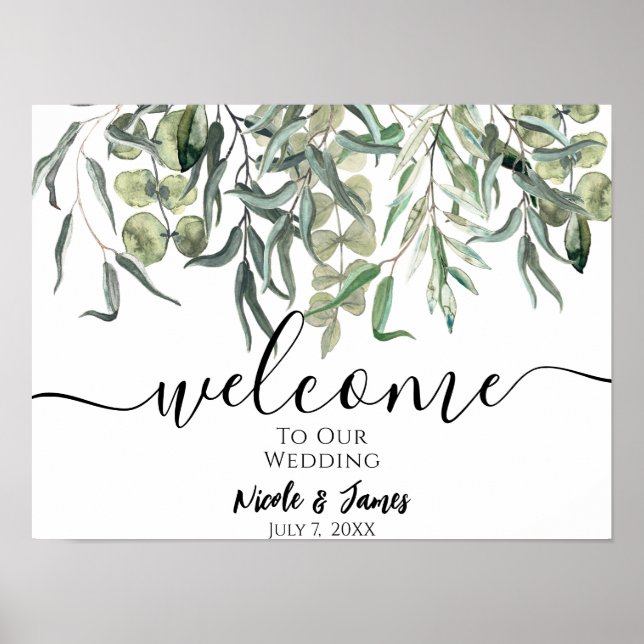 Eucalyptus verdure Affiche de bienvenue Mariage mi (Devant)