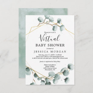 Eucalyptus verdure Baby shower virtuel Invitation