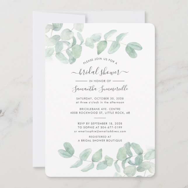 Eucalyptus Verdure Botanique Florale Baby Shower M (Devant)
