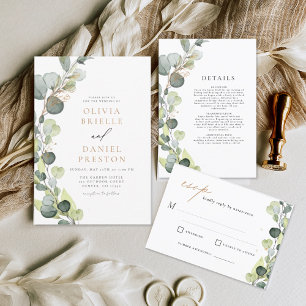 Eucalyptus Verdure Élégant Mariage Invitation
