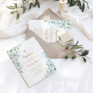 Eucalyptus verdure Feuilles Baptême Invitation