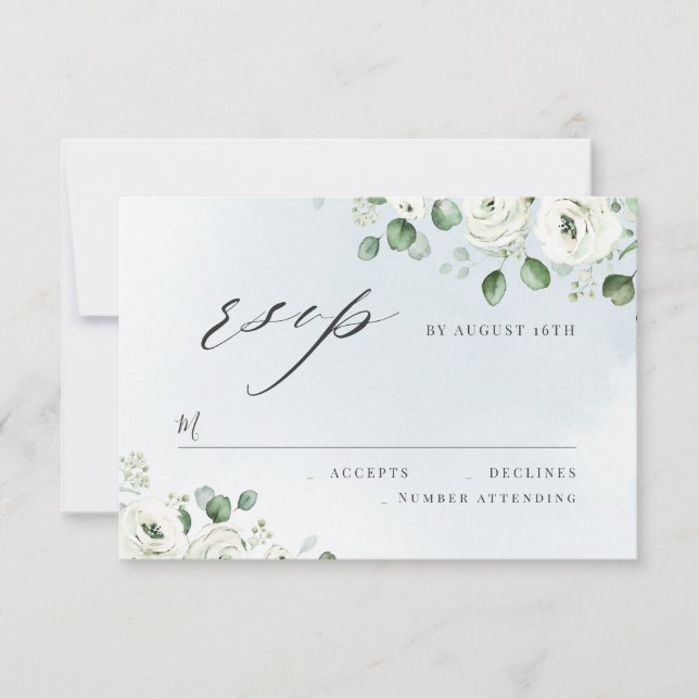 Eucalyptus verdure fleurie mariage rustique RSVP (Devant)