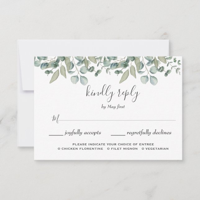Eucalyptus Verdure Mariage Choix de repas RSVP (Devant)