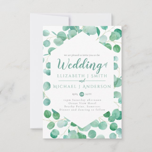 Eucalyptus Verdure Mariage Inviter Envelope PETITE (Devant)