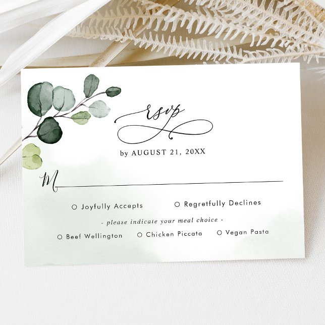 Eucalyptus Verdure Mariage Rsvp avec options de re (Créateur téléchargé)