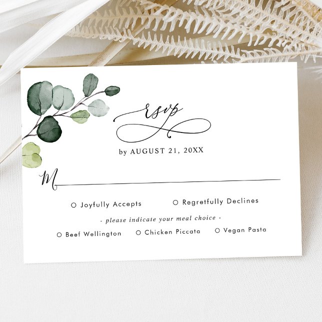 Eucalyptus Verdure Mariage Rsvp avec options de re (Créateur téléchargé)
