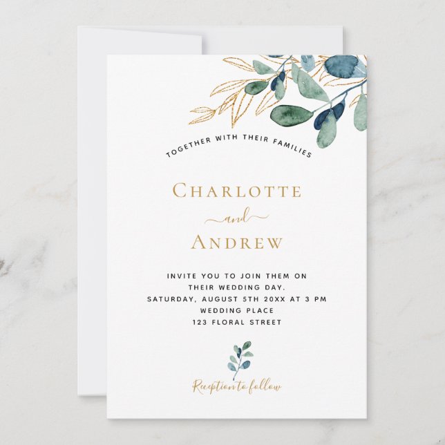 Eucalyptus verdure or élégant mariage (Devant)