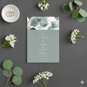 Eucalyptus vert Aquarelle Faire-part de mariage