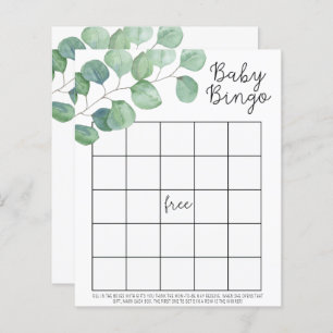 Eucalyptus vert - Baby shower jeu de bingo
