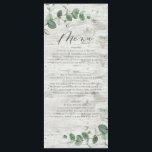 eucalyptus vert bois blanc élégant menu de mariage<br><div class="desc">Moderne minimaliste eucalyptus simple élégant menu de mariage avec classique dossier en bois blanc</div>