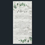 eucalyptus vert bois blanc élégant menu de mariage<br><div class="desc">Moderne minimaliste eucalyptus simple élégant menu de mariage avec classique dossier en bois blanc</div>