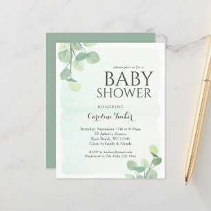 Eucalyptus Vert Budget Baby shower Invitation