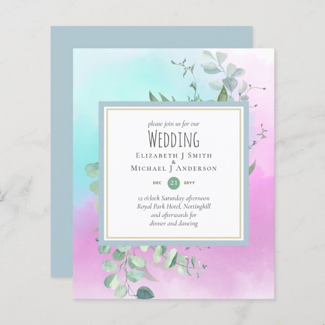 Eucalyptus vert DUSTYBLUE ROSE BUDGET Mariage (Devant / Derrière)